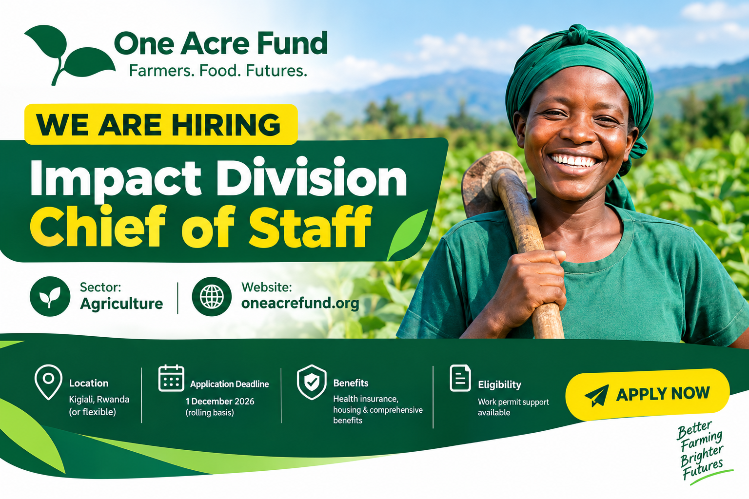 Impact Division Chief of Staff at One Acre Fund  Kigali, Rwanda Job 2026