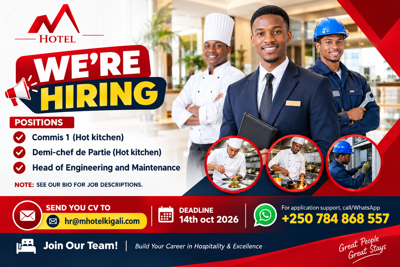 M Hotel Kigali Jobs 2026: Chef & Engineering Vacancies