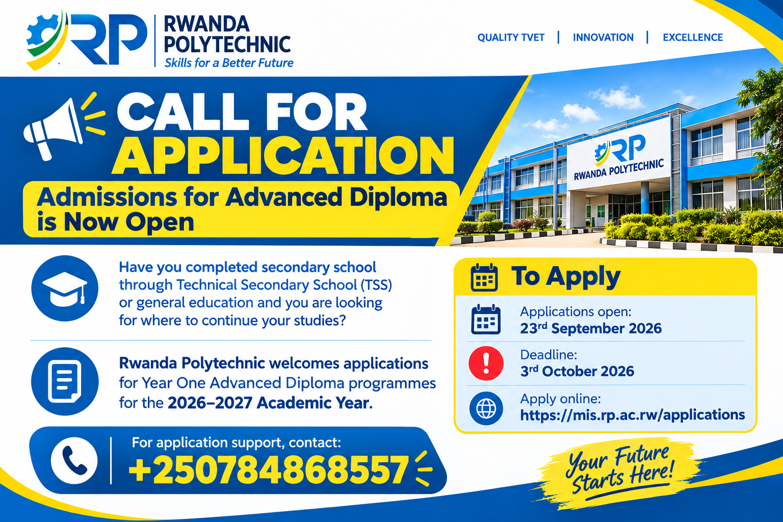 RP Application 2026-2027: How to Apply at Rwanda Polytechnic