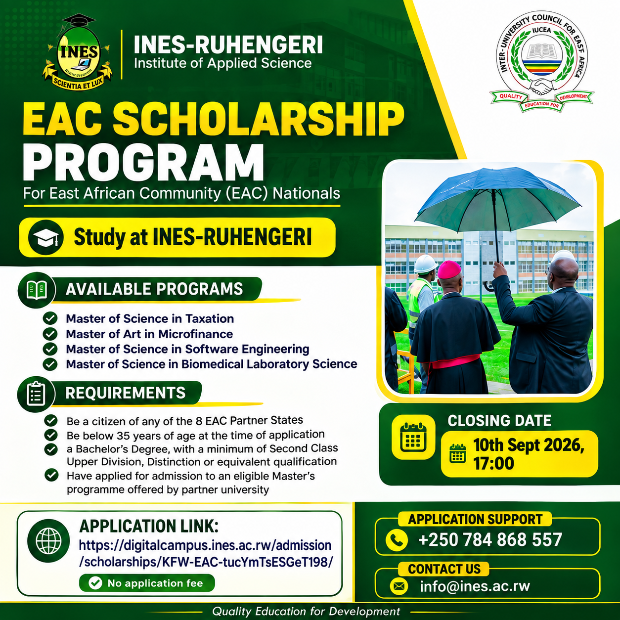 KFW-EAC Fully Funded Master’s Scholarships 2026 at INES-Ruhengeri