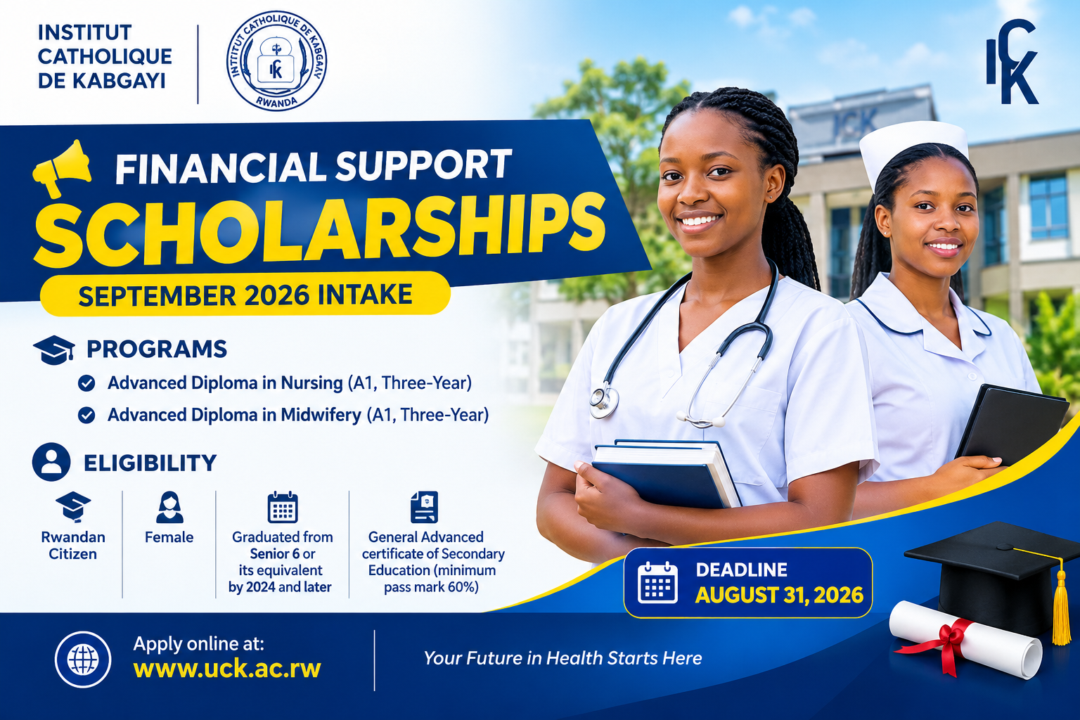 ICK Nursing & Midwifery Scholarship 2026: Free Tuition Deadline Extended to Sept 20, 2026