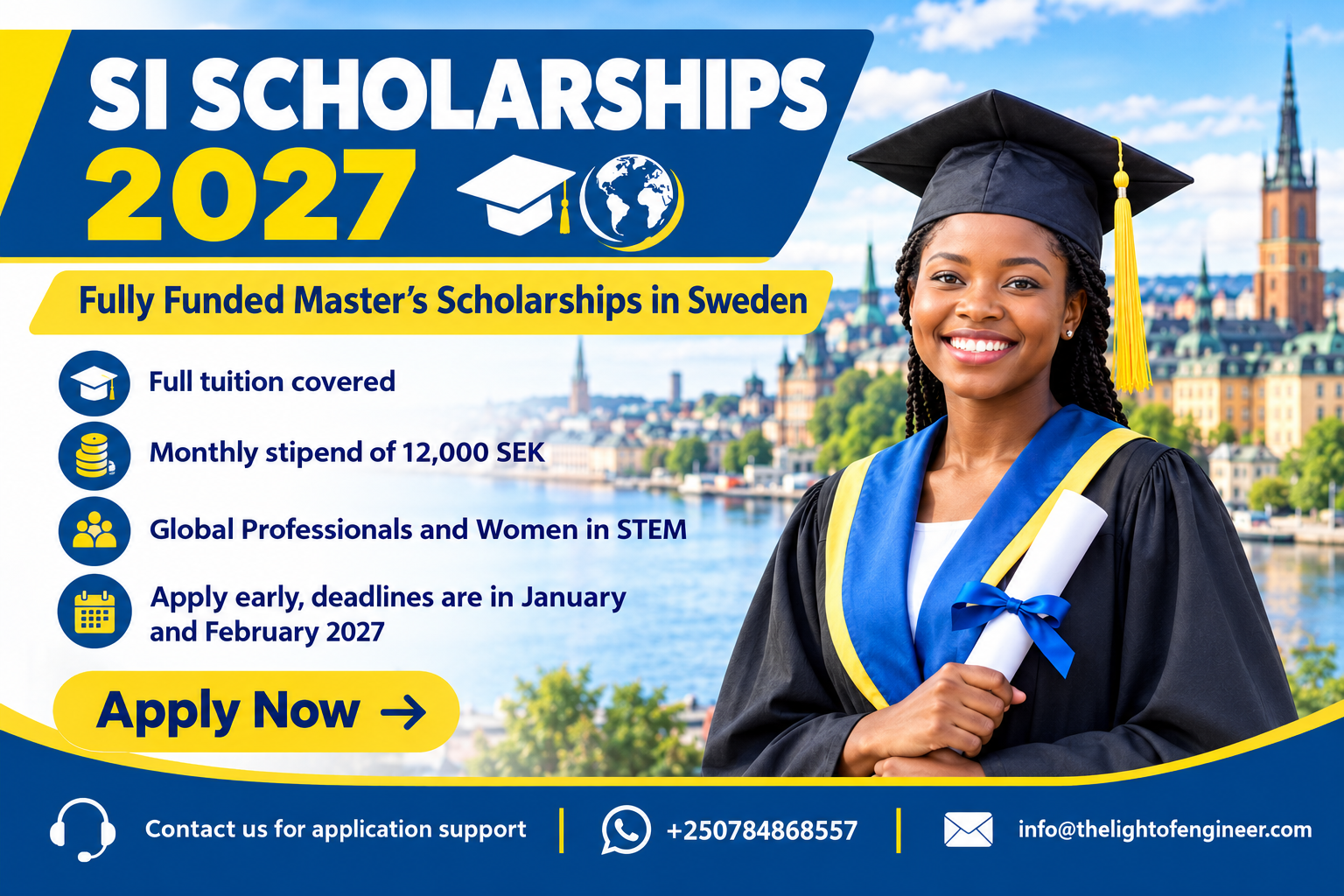 SI Scholarships 2027: Fully Funded Master’s in Sweden
