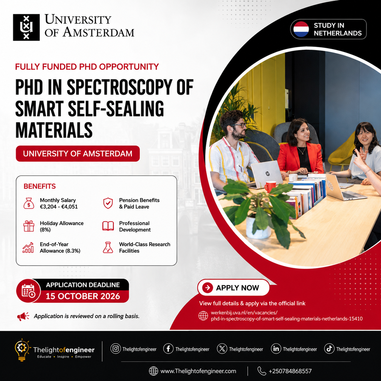 University of Amsterdam PhD Scholarships and Research Positions 2027 in the Netherlands